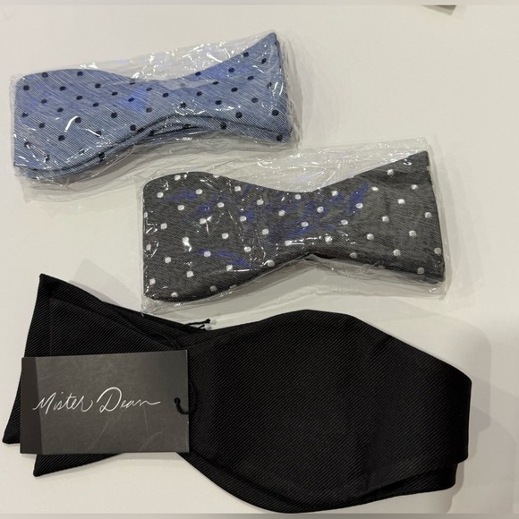 Set of Three Self-Tie Bow Ties - Black, Blue, & Gray NWT Formal Business Church - Picture 5 of 5